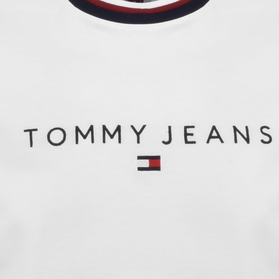 Tommy Jeans linear logo ringer T shirt in White